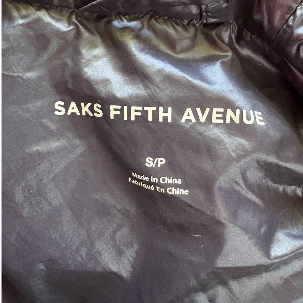 Saks Fifth Avenue Long Hooded Down-Filled Puffer Coat, Black, Small, Luxury - Picture 5 of 9